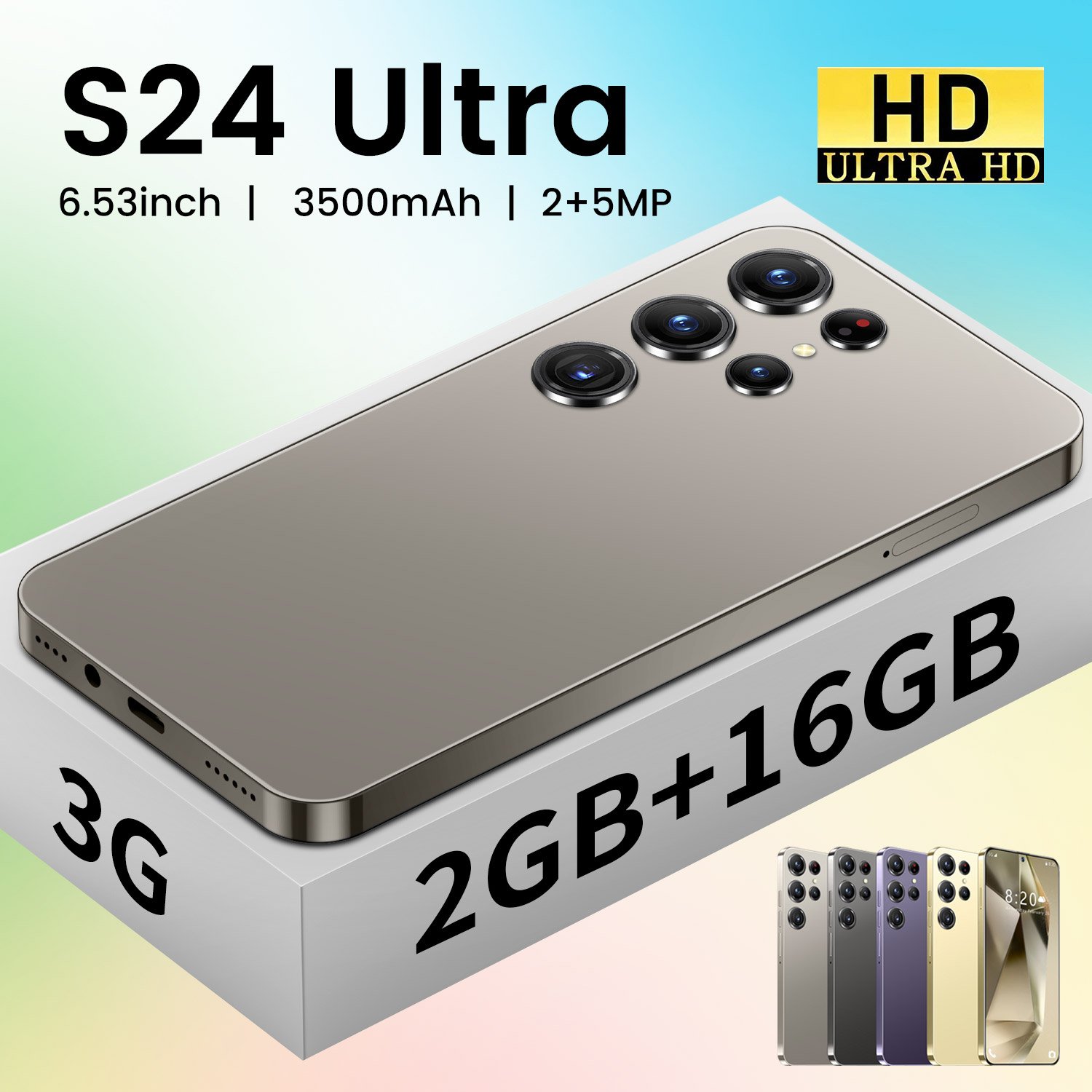 2024 Hot Selling Cheap S24 Ultra GSM 3G smart phone Type-C Dual Sim support Google Tiktok Android high quality mobile phone
